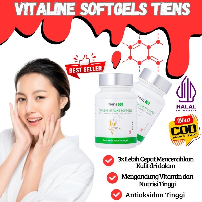 VITALINE SOFTGELS TIENS/PEMUTIH KULIT SELURUH TUBUH/VITALINE TIENS ORIGINAL/PENCERAH KULIT AMAN/VITA