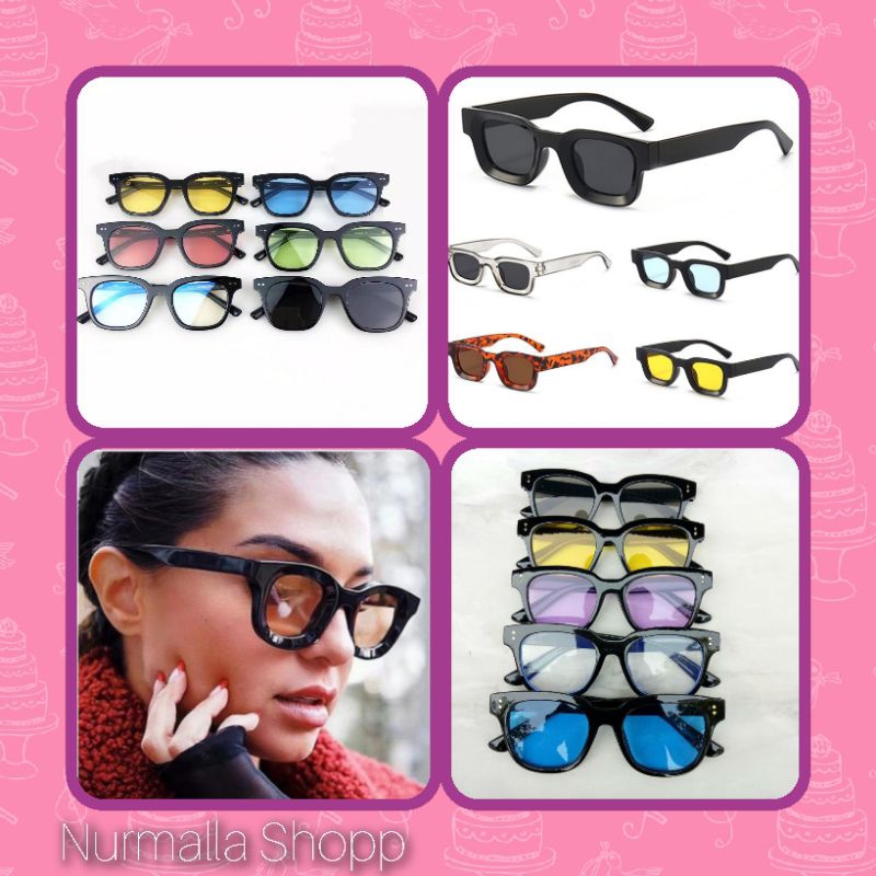 KACAMATA HITAM WANITA PRIA LENSA SUNGLASSES KOREAN FASHION SMALL CANDY COLOUR