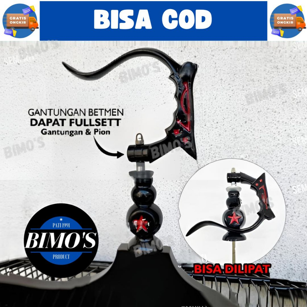 Gantungan Sangkar Lipat Betmen Fullset Pion Bintang Cantolan Sangkar Burung Kosan Kotak Murai