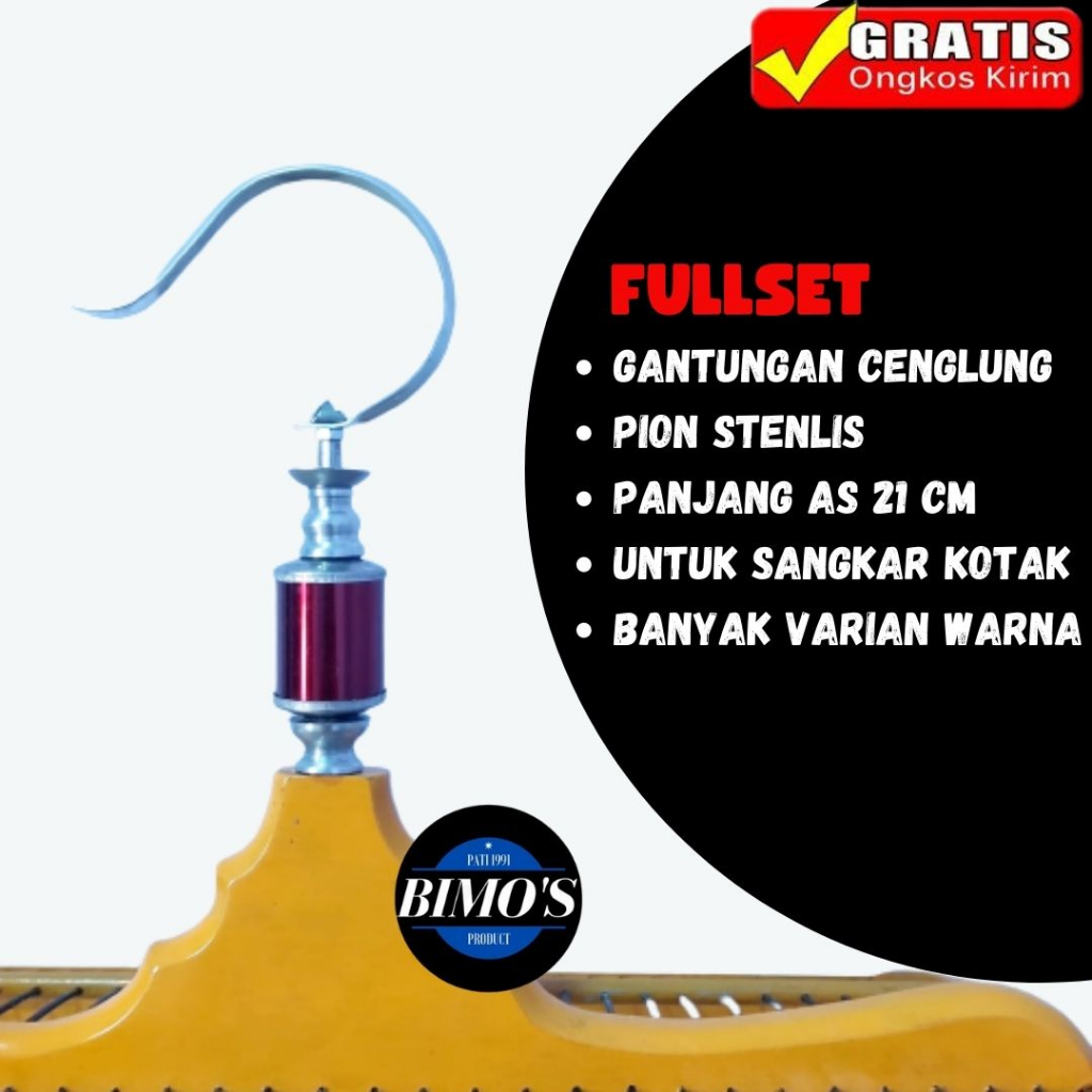 GANTUNGAN SANGKAR BURUNG FULLSET PION AS 21CM CANTOLAN SANGKAR KOTAK KOSAN