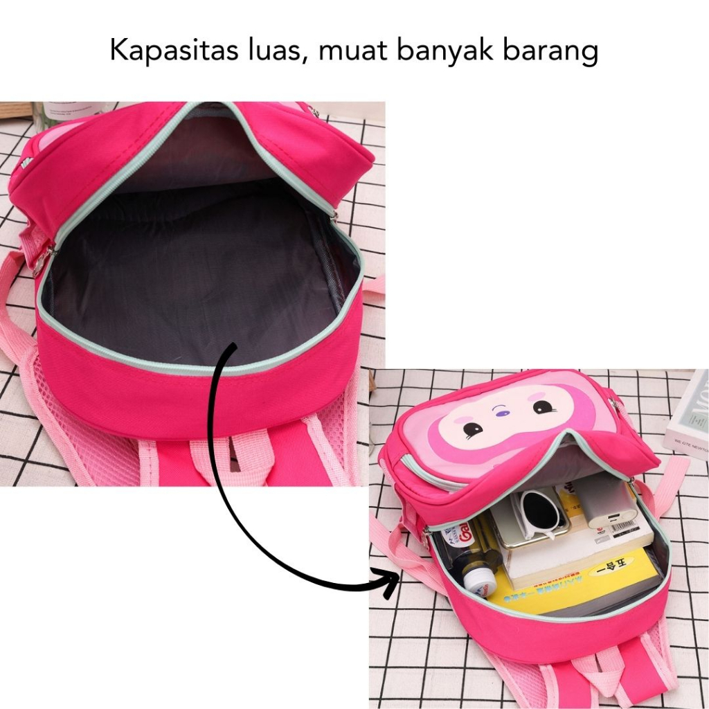 [MONA] Tas Ransel Anak Sekolah Karakter Imut dan Lucu Cocok Buat TK dan PAUD Kualitas Import Premium -M0227