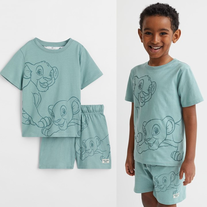 Setelan Anak Laki-laki Hijau Mint | Sage motif Simba Lion King