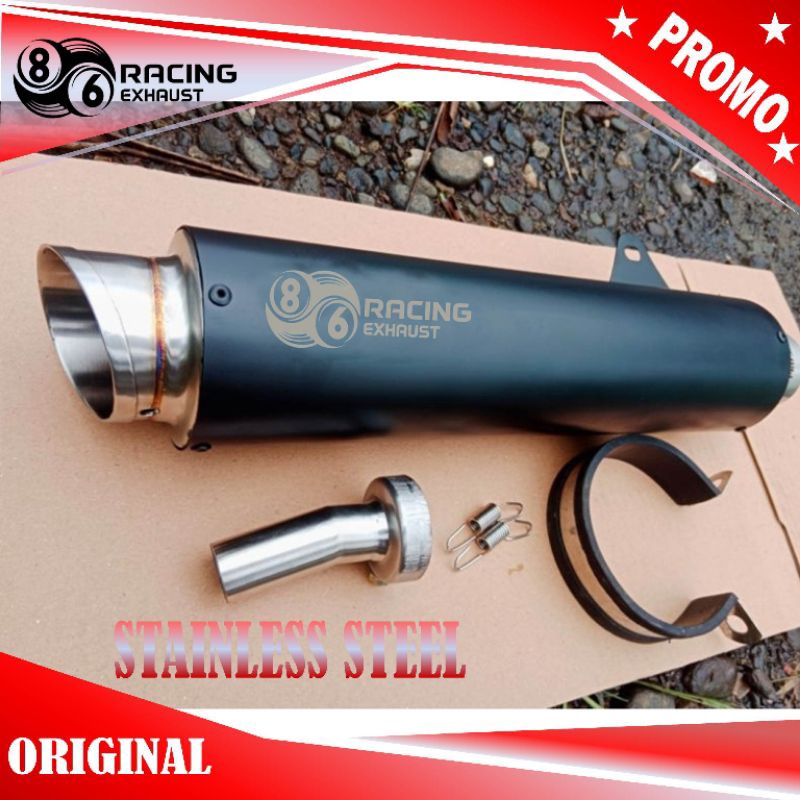 silincer knalpot racing original 86 racing exhaust pro speed race 33 inlet 50mm/51mm include db kill