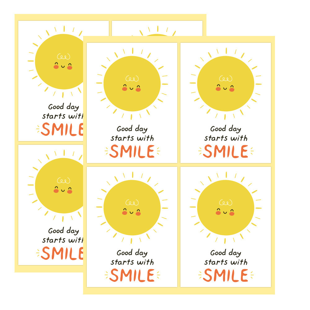 

[DZ] ST615 - 48pcs Stiker Sticker Label Segel Makanan Food Tulisan Good Day Start With Smile