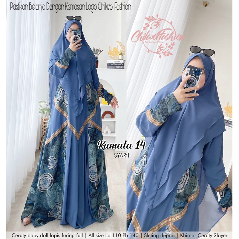KUMALA SYARI/ GAMIS KHIMAR JUMBO MOTIF BY CHILWOL