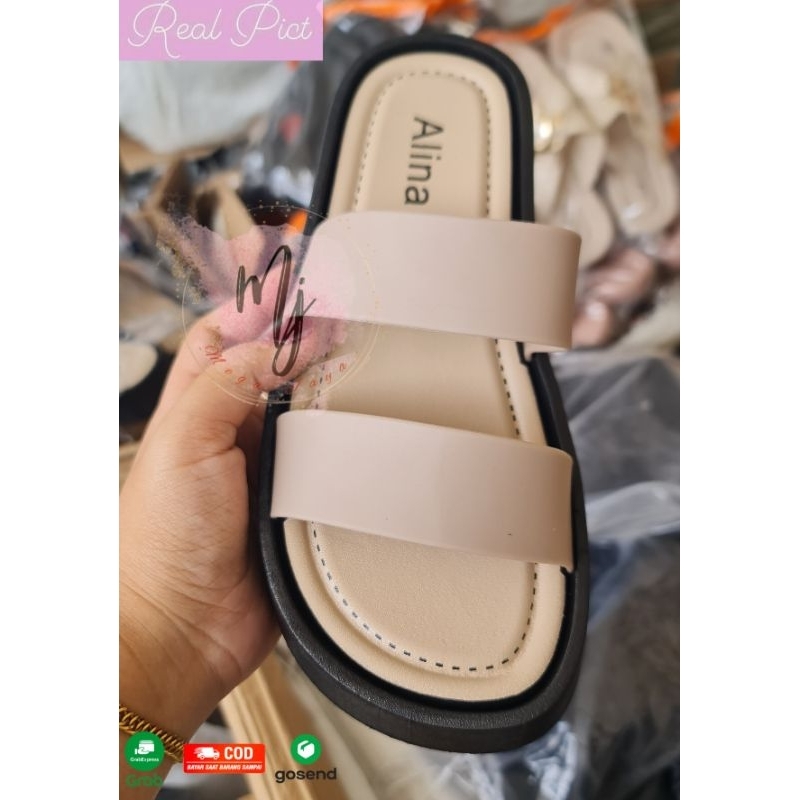 Sandal Jelly Wanita Korean Strap Sandal Wedges Import