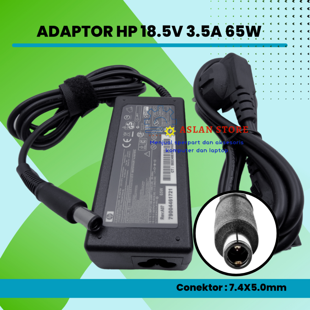 Adaptor hp Original Charger Casan Laptop EliteBook 6930p 8730w 18.5v 3.5A 65W 7.4x5.0mm HP 6715S 6730S 6735S 7