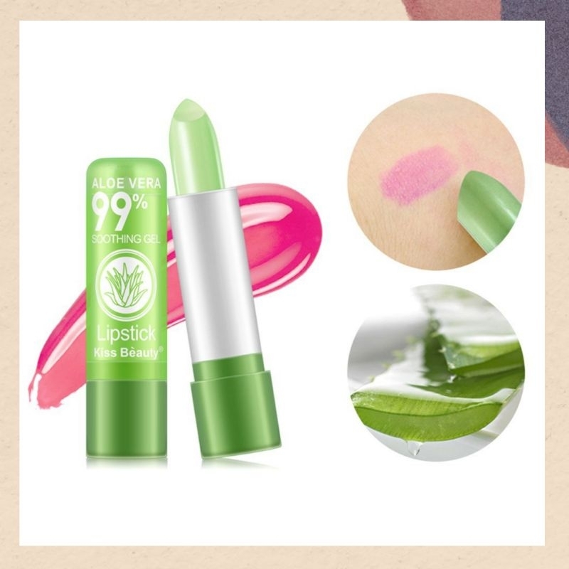 Lip Balm Pelembab bibir ALOE VERA 99% - Lipstick Soothing Gel - Lipbalm Pelembab Bibir BPOM lidah buaya alami natural transparant bening