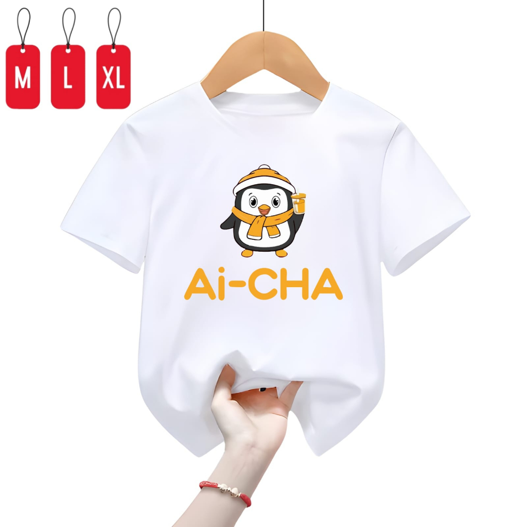 Hzl_outfit Baju Kaos Anak Uniseks Cewek Cowok AI-CHA/Umur 3-9 Tahun