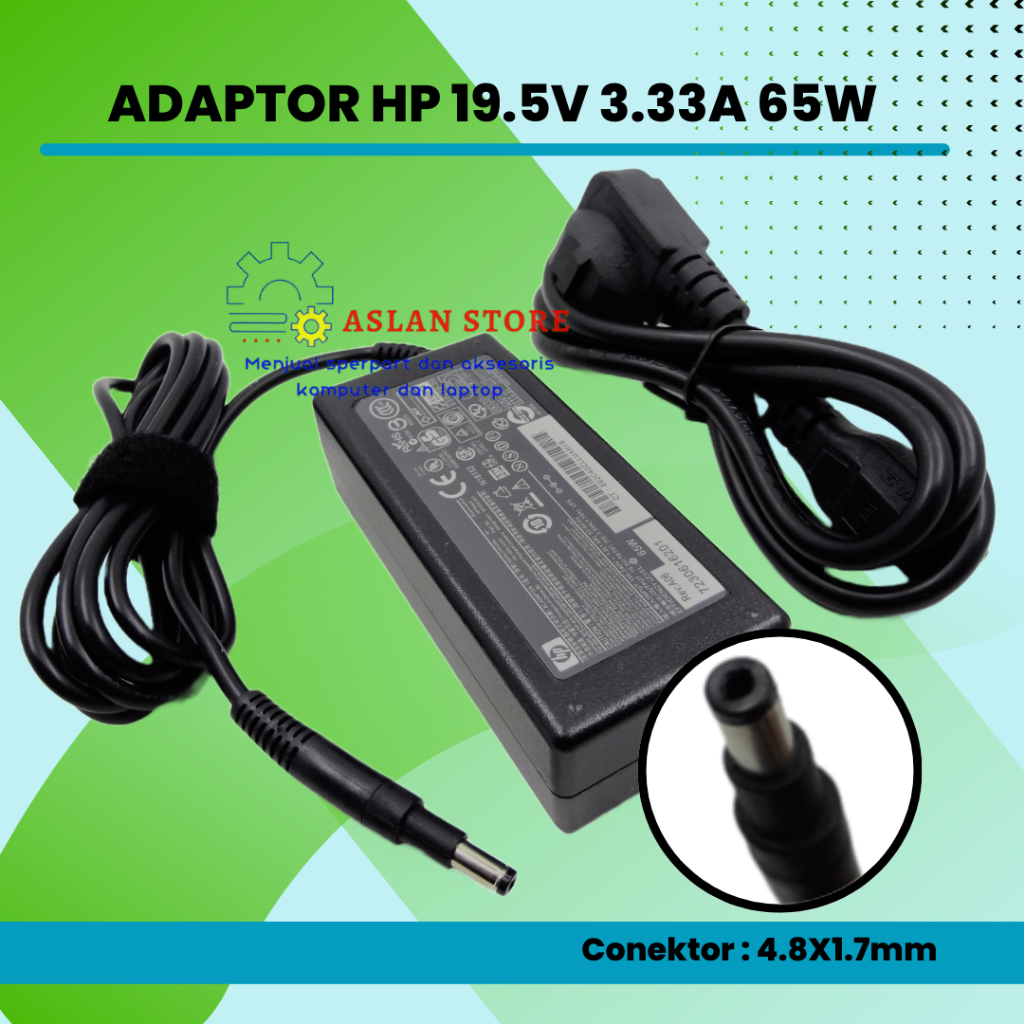 Adaptor Charger HP 19.5V 3.33A 65W AC Adapter Sleekbook Envy4-1000 4-1028TU 4-1038TX 4-1045TU 4-1052TU 41061TX HP Pavilion 15