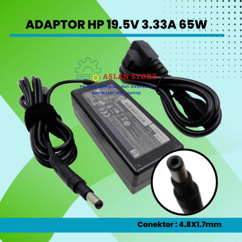 Original Adaptor HP 19.5V 3.33A 65W Charger Laptop HP Sleekbook Compaq 6720S 510 620 G3000 Adaptor Laptop Notebook