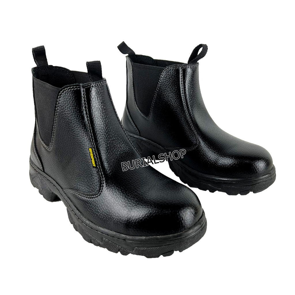 Sepatu Safety Boots Pria Wanita Original Ujung Besi Baja Sefty Shoes Septy Septi Cowok Spatu Lapangan Proyek Industry Tanpa Tali BS 08