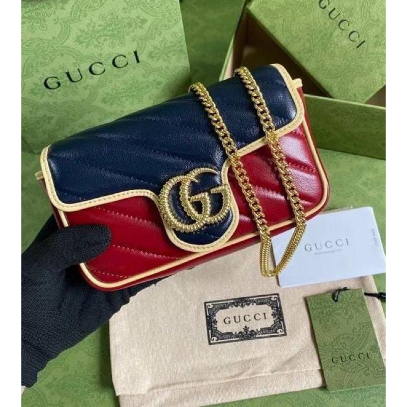 Gucci GG Marmont Matelassé Super Mini bag in Colorblock (Inc DB ORI ,Rec dan paperbag)