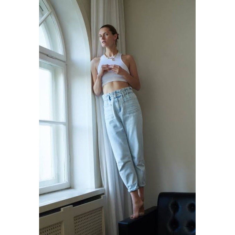 zara paperbag  baggy jeans