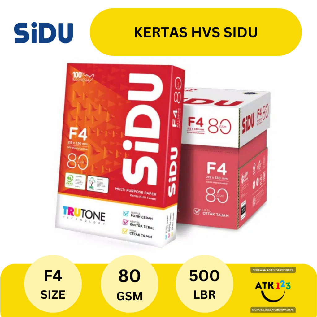 Kertas HVS F4 80 gram Sinar Dunia SIDU