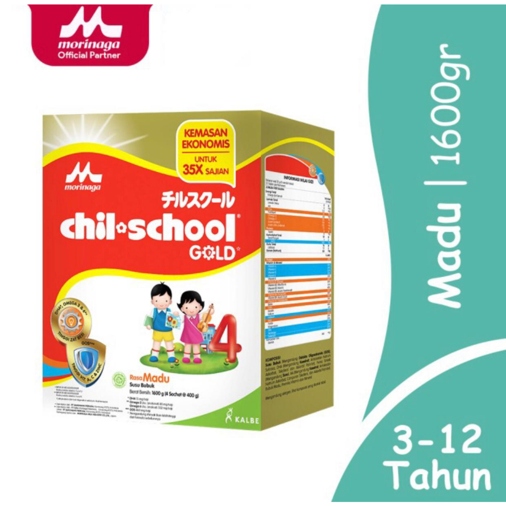 MORINAGA - CHIL SCHOOL - Gold - Vanilla / Madu - 1560 gram - Susu Pertumbuhan Anak