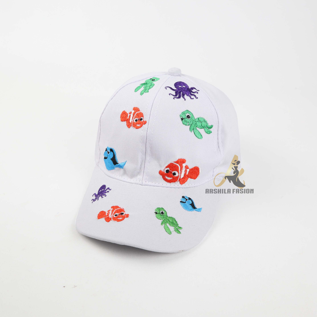 Topi Baseball Anak Laki Laki Perempuan Full Bordir Ikan