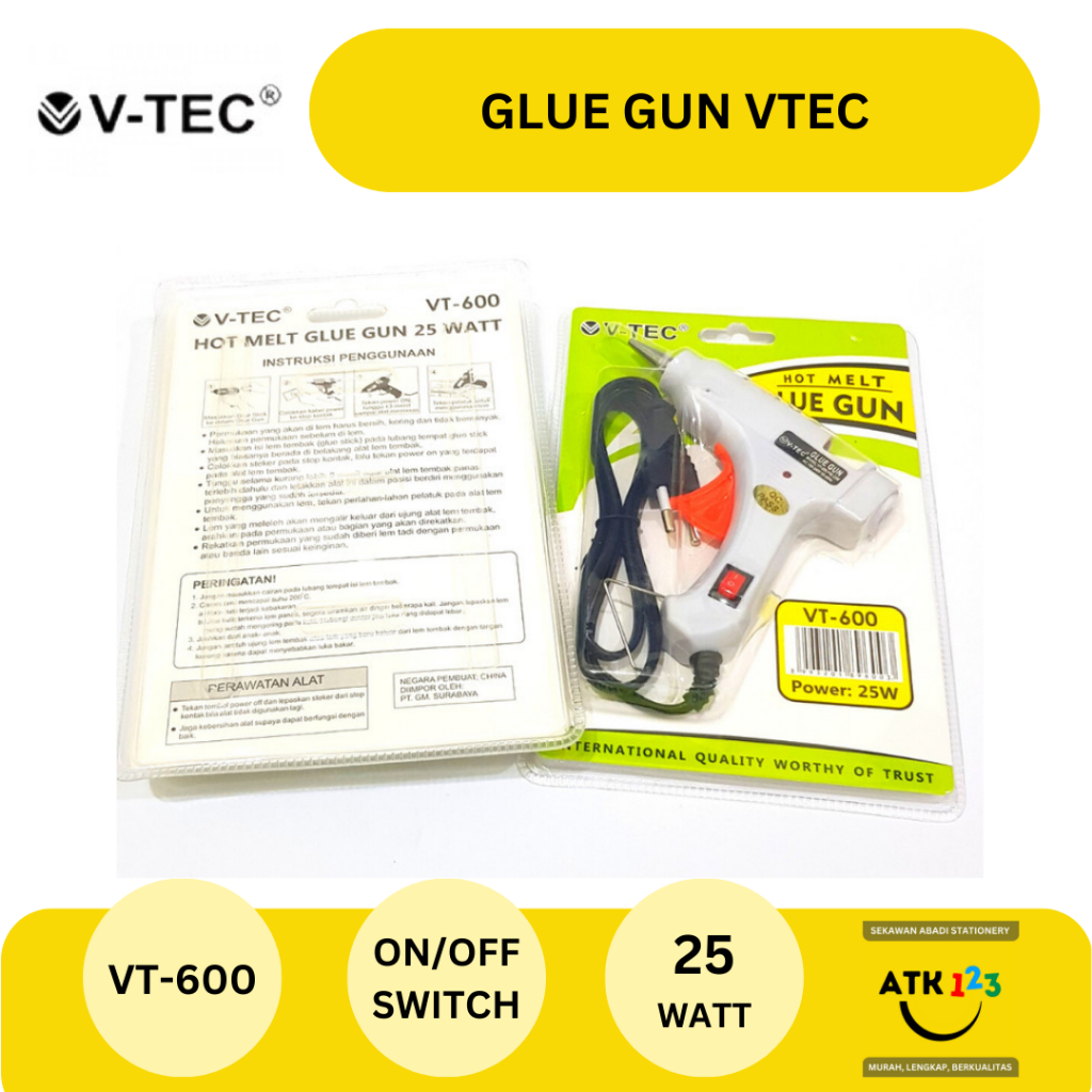 Alat Lem Tembak / Glue Gun Merk V-Tec VT-600-25W