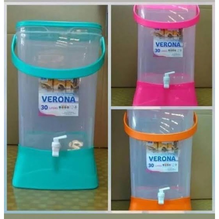 DRINK JAR TEMPAT AIR VERONA EZY 30 LITER TEMPAT AIR MINUM / TEMPAT JUALAN ES EMBER + KERAN