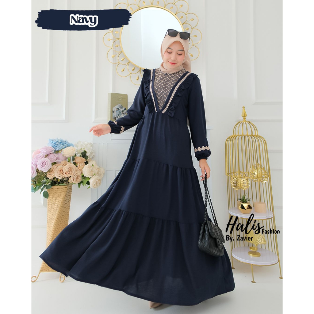 DRESS ALLOVER CRINGKLE ORI halis sella sela renda viral vest terkini muslim remaja wanita elegan style Set outer DEVANKA