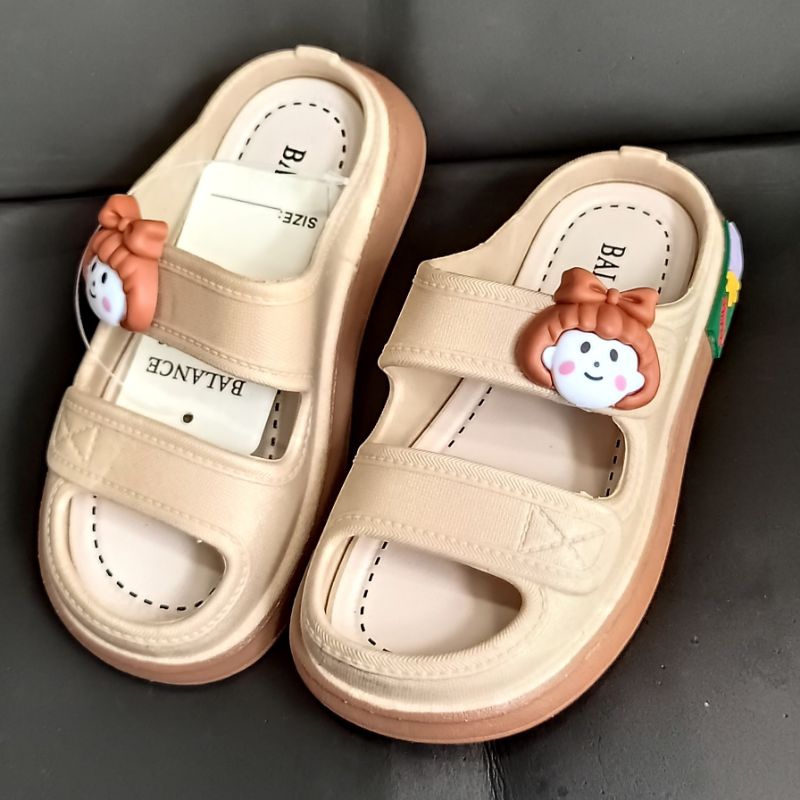 Sandal anak perempuan HYS Original Ban 2 size 24-29 Sandal import anak wanita Sendal trendy Selop doble ban Cute motif Lotso bear