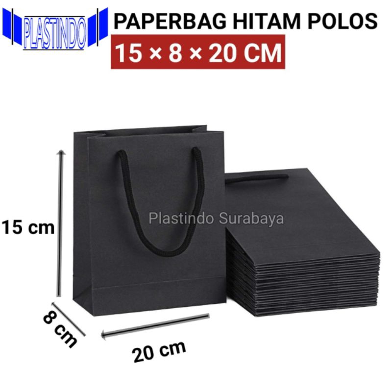 

ISI 12 BIJI paper bag hitam kecil murah bp17 | tas kertas | paperbag polos kantong