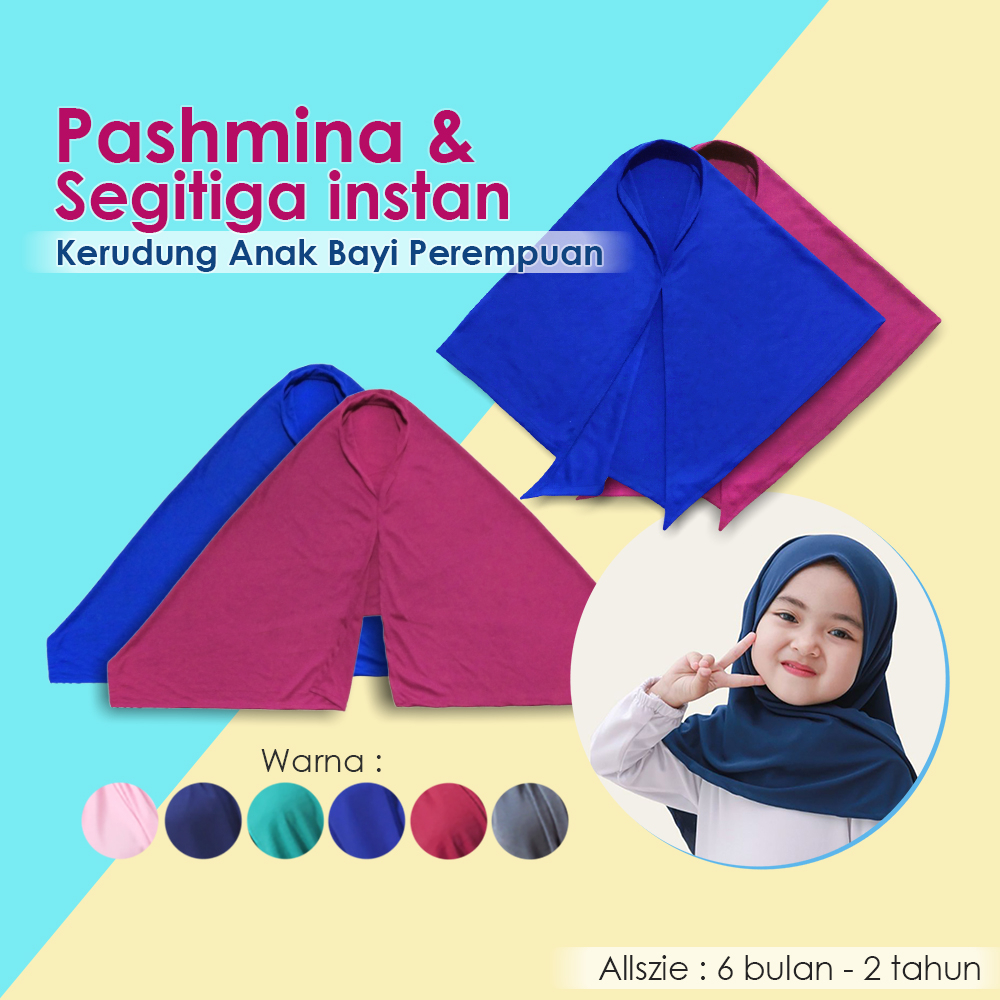 Kerudung Hijab Jilbab Pashmina &amp; Segitiga Instan Anak Bayi Bahan Kaos Spandek