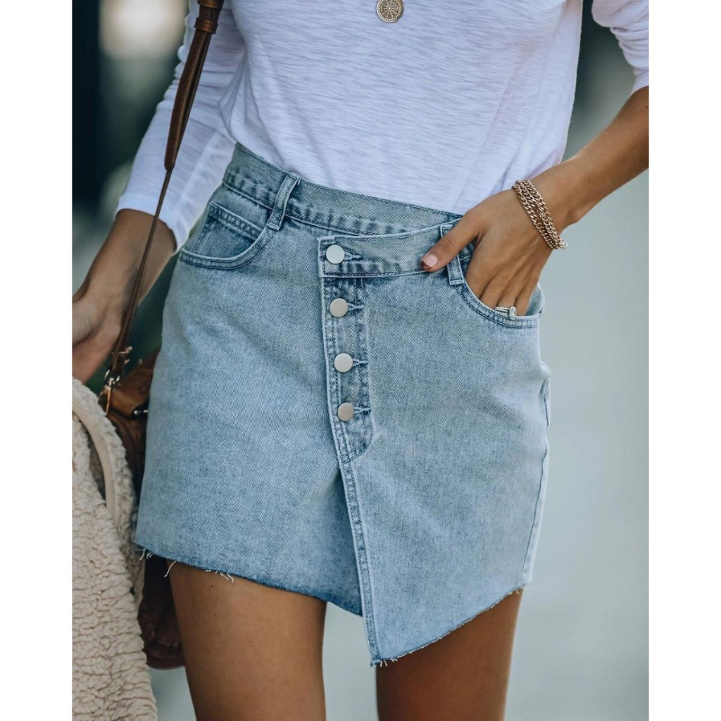 Rok Jeans Pendek A-Line  rok asimetris Rok Denim Skirt korea rok kekinian 2023 asymmetrical skirts