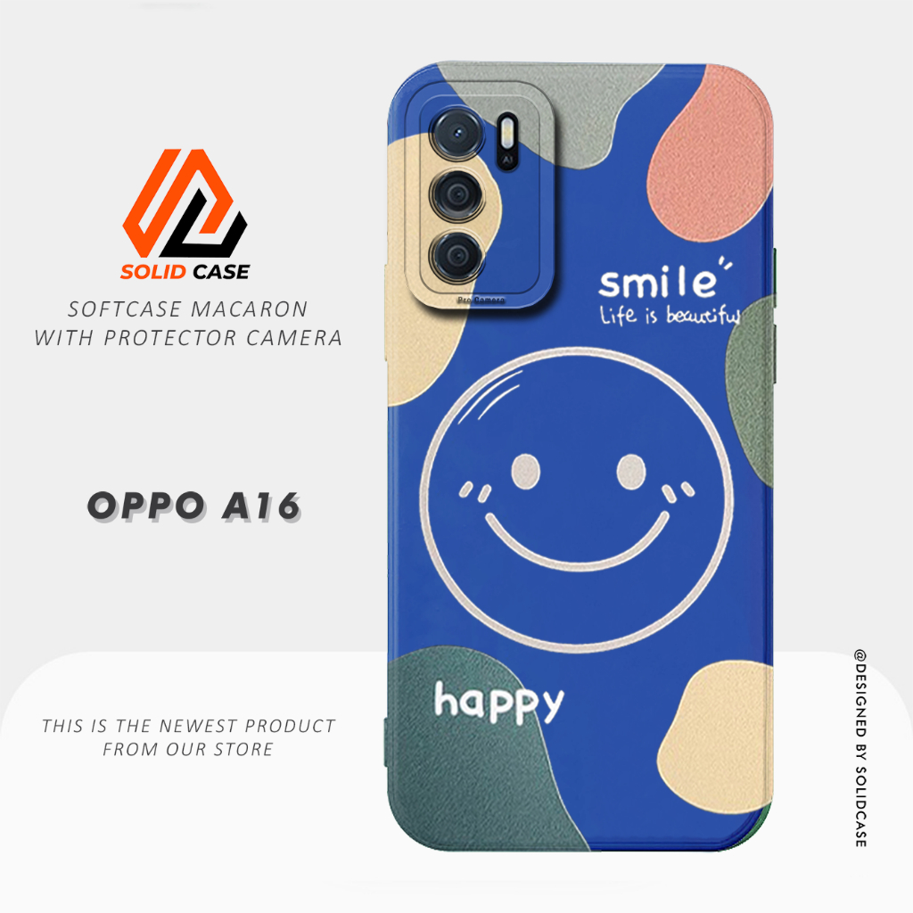 Case Oppo A16 - Casing Oppo A16 [Smile] Solid Case HP Terbaru 2023 - Softcase Pro Camera - Case Sili