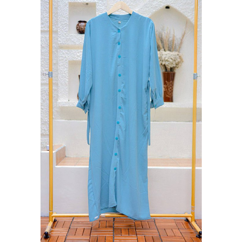 Gamis Wanita Nadifa Dress Bahan Crinkle Airflow Tali Samping Fashion Muslim