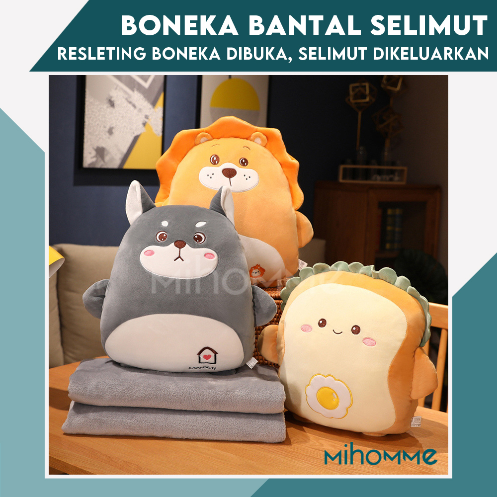 Boneka Bantal Selimut 2 in 1 Balmut Travel Bedcover Lipat Anak Karakter Lucu