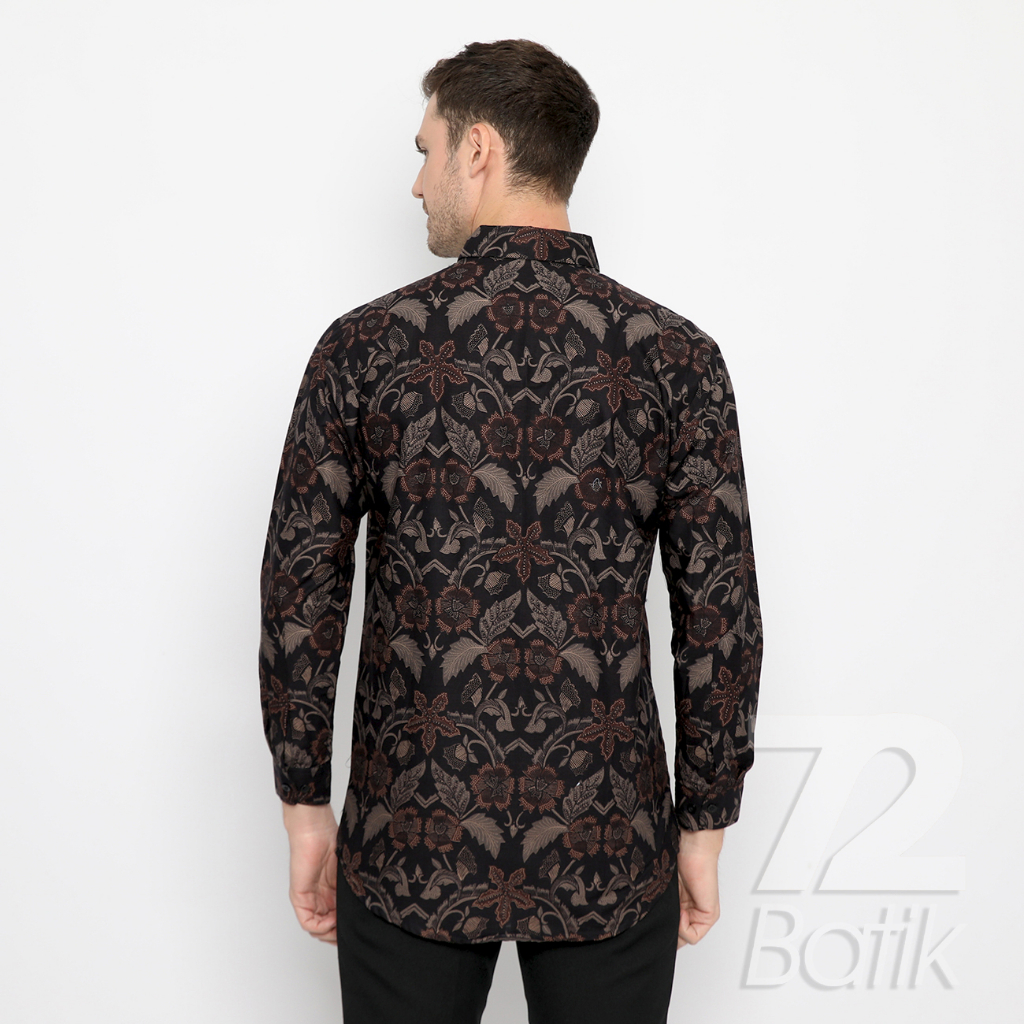 KEMEJA BATIK PRIA Lengan Panjang Premium Motif Elegant Warna Hitam 722390 Cap 72 - Baju Kemeja Atasan Pakaian Setelan Batik Pria Cowok Laki Laki Remaja Keluarga Kantor Lengan Panjang Modern Slimfit Slim Fit Premium Kekinian