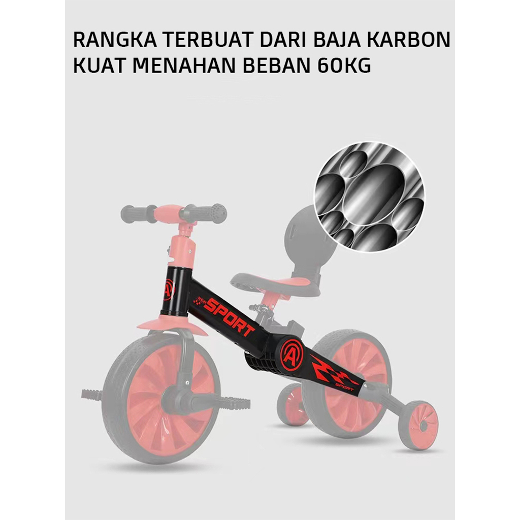 Sepeda Keseimbangan Anak 3in1 Model Terbaru Tahan Beban Hingga 50Kg