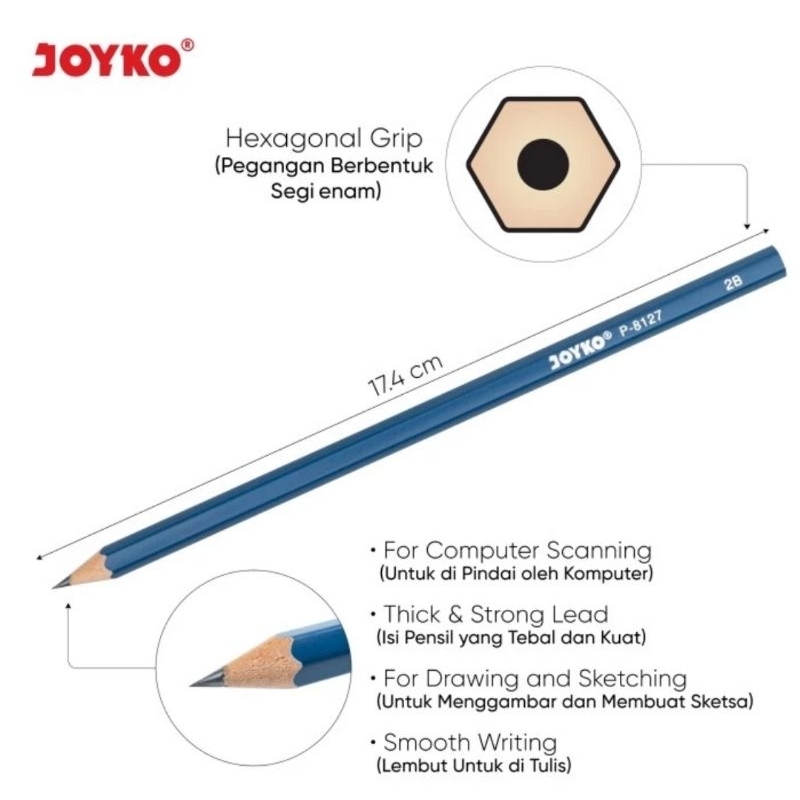 Pensil Joyko 2B P-8127 Grosir 12 Pcs