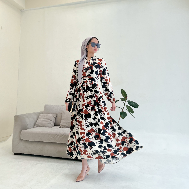 Karia Motif Dress - Fashion Muslim - Casual Dress - Korean Wanita Dress