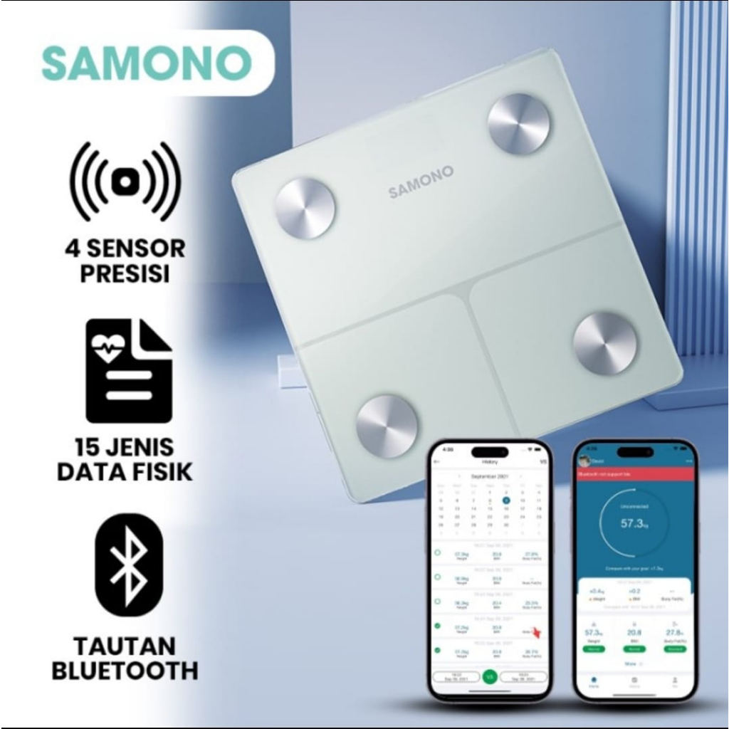 SAMONO SWBS01 Smart Body Fat Scale LED Timbangan Badan Digital SW-BS01