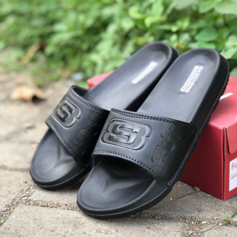 Sandal skecher slop /  sandal slop pria hitam / sendal skechers