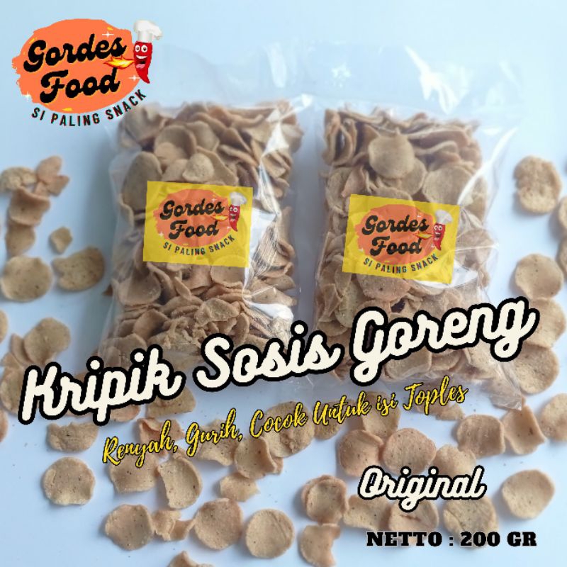 

Keripik Sosis Goreng (SOSRENG) Gordes Food Original Netto 200 gram Aroma Ikan Tongkol (KRISPI, TERLARIS)