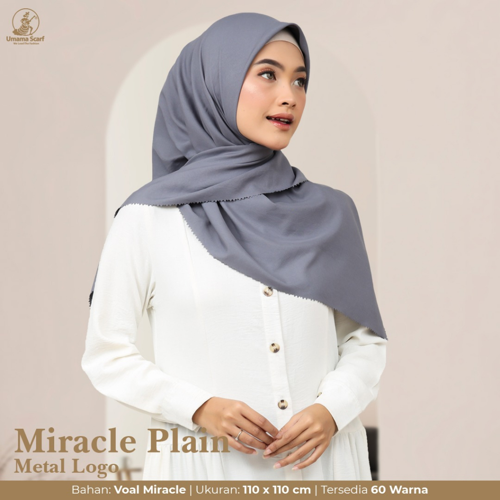 VOAL MIRACLE PLAIN METAL LOGO LASERCUT Umama Scarf 110x110cm Jilbab Voal Miracle Umama