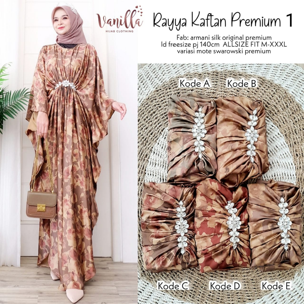 Pakaian Wanita Rayya Kaftan Premium 1 Armani Silk