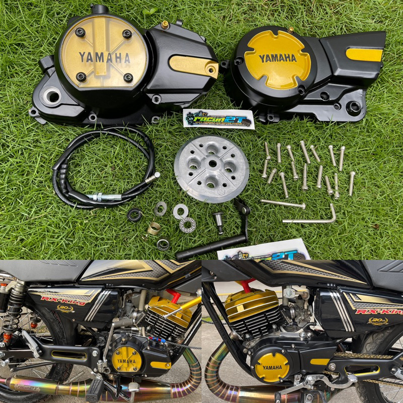 BAK KALTER BLOK KOPLING KANAN RX KING NEW HITAM GOLD MODEL NINJA PAKAI ACRILIK