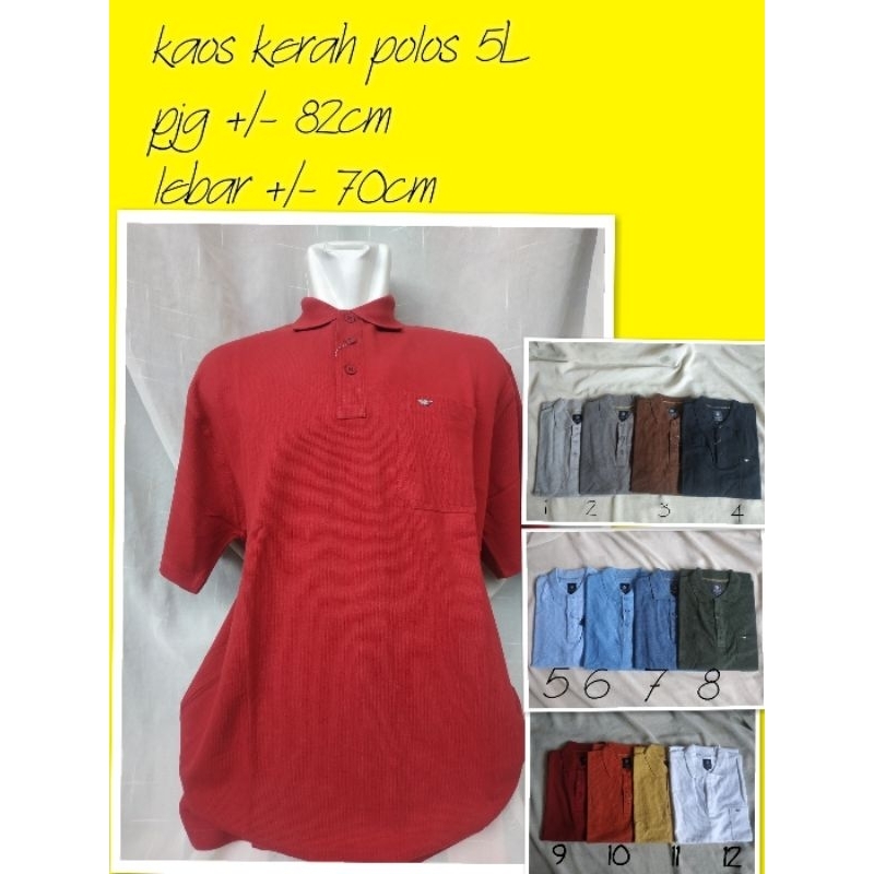 Kaos Kerah Polos Ukuran 5L (XXXXL)