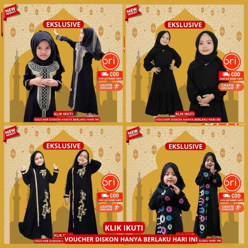 Gamis anak bordir mewah VIRAL 2023 Baju Muslim Gamis Abaya Anak Syar'i / Abaya Anak Bordir HITAM