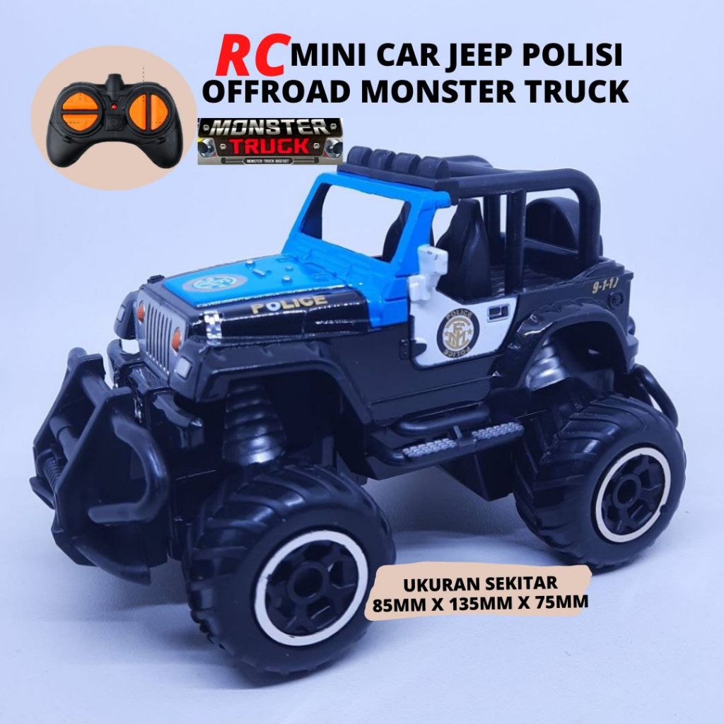 Mainan mobil remote control Polisi Jep RC Car Rock Clawler Mini Car Berlampu Kolong remot kontrol