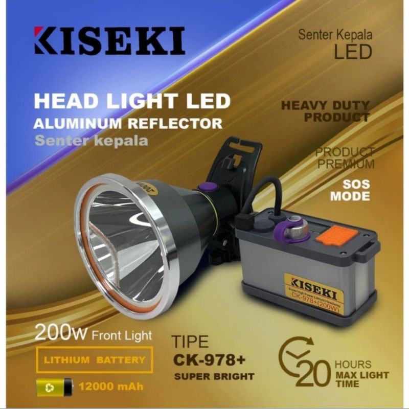 Kiseki Senter Kepala 200 Watt CK 978 Senter Aki