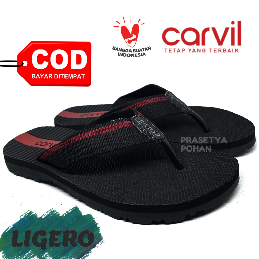 Sandal Pria Carvil Original Anti Air - Sendal Carvil Pria Original - Robin Red