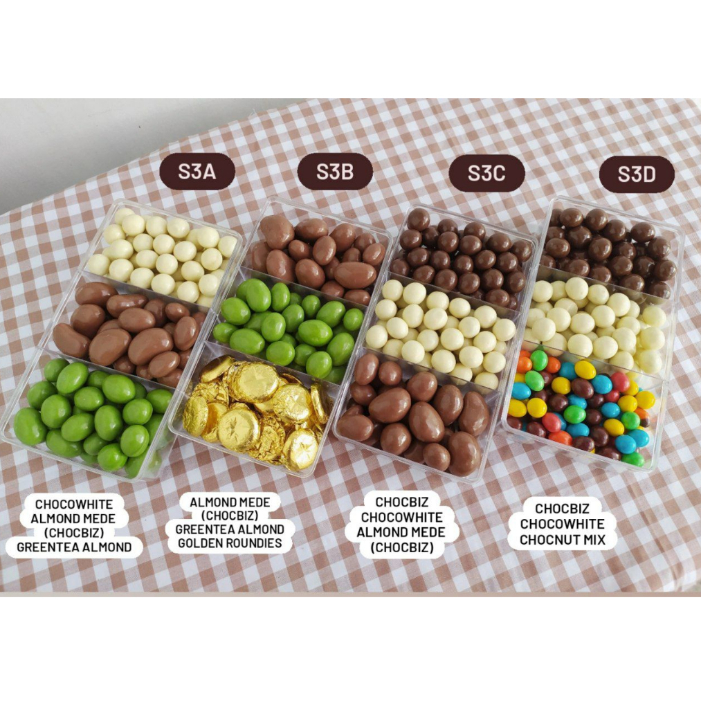 

Coklat almond coklat mede peanut coklat scandia mix toples 3 sekat coklat premium paket hampers