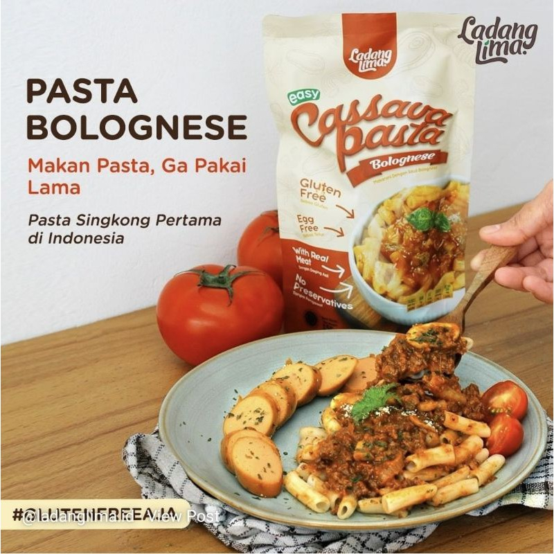 Ladang Lima Cassava Pasta Bolognese 155gr  Makaroni Instant dengan Saus Bolognes Gluten Free Egg Free Healthy