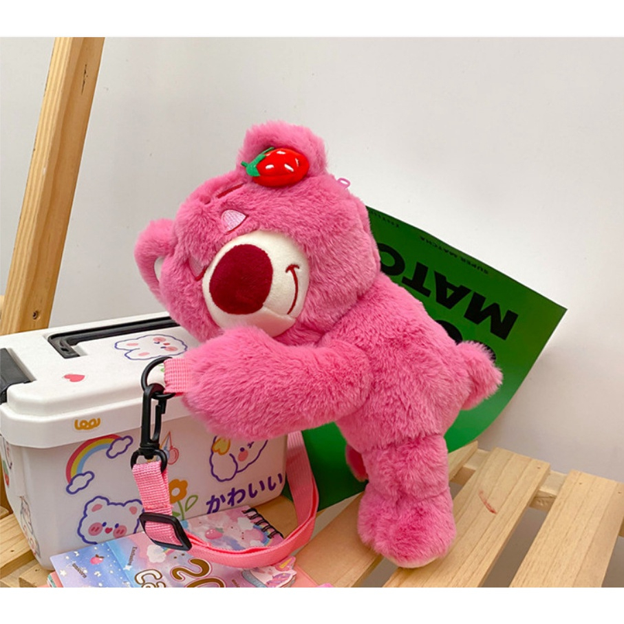 Tas Selempang Wanita Boneka Karakter Lotso Pink