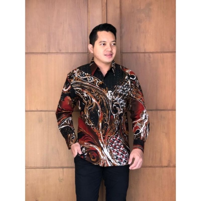 BATIK MOTIF ABSTRAK KEMEJA BATIK MODERN SLIMFIT PANJANG BAHUN KATUN HALUS FULL FURING HALUS MOTIF ABSTRAK